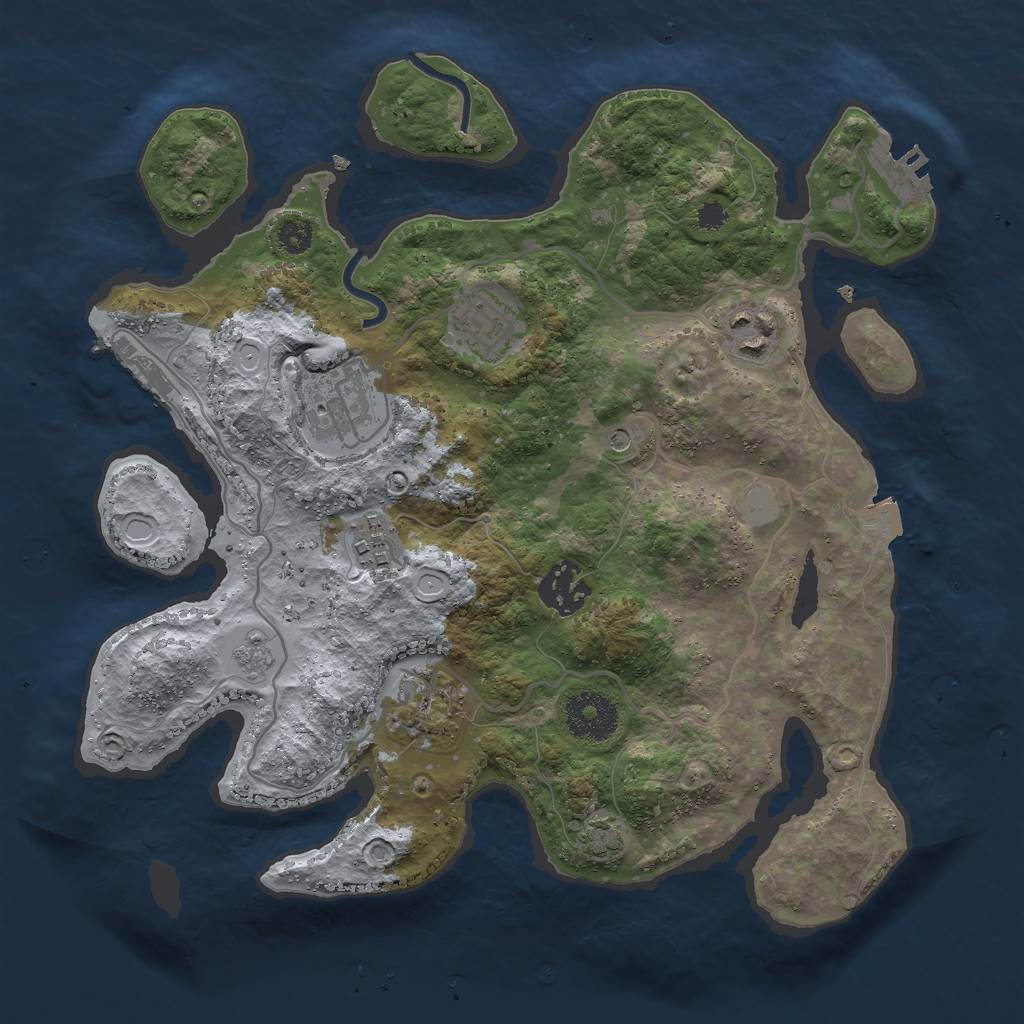 Rust Map: Procedural Map, Size: 3000, Seed: 2437550, 14 Monuments