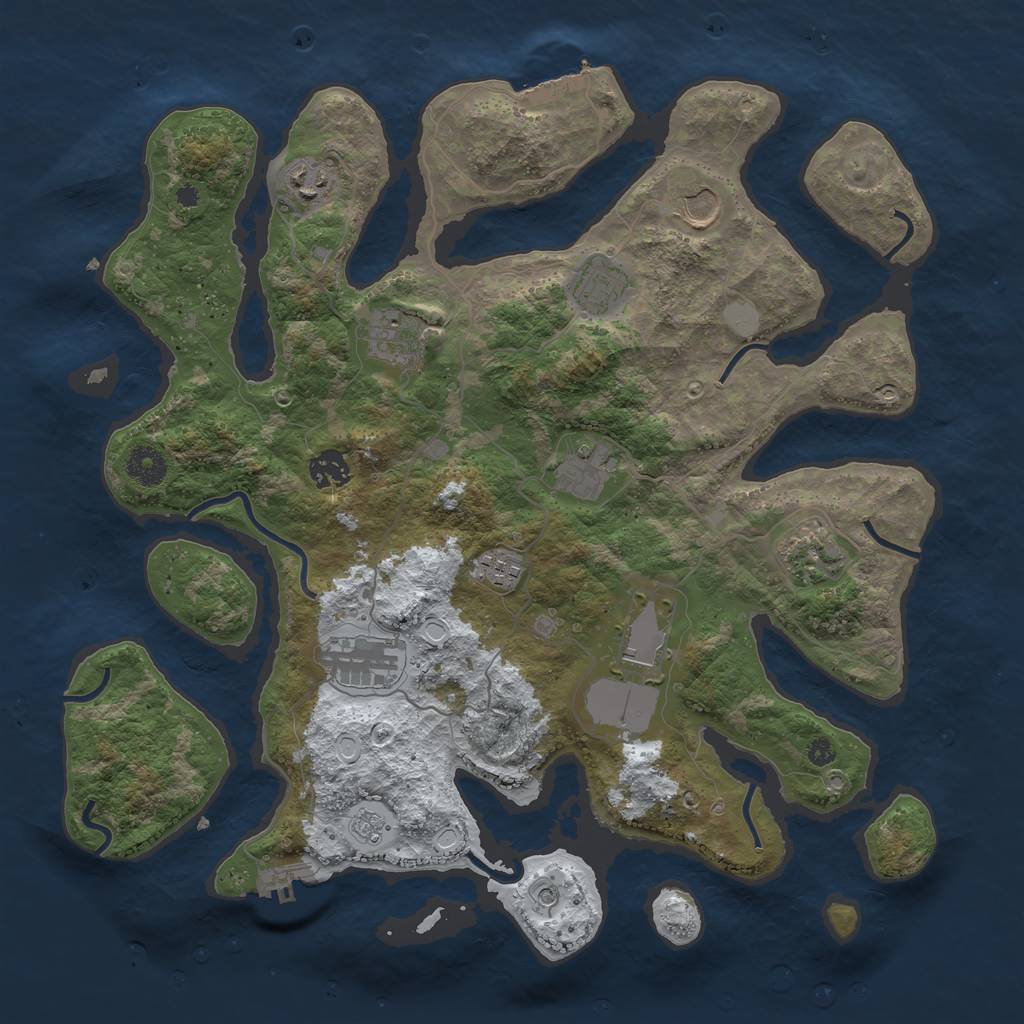 Rust Map: Procedural Map, Size: 3850, Seed: 2089600527, 19 Monuments