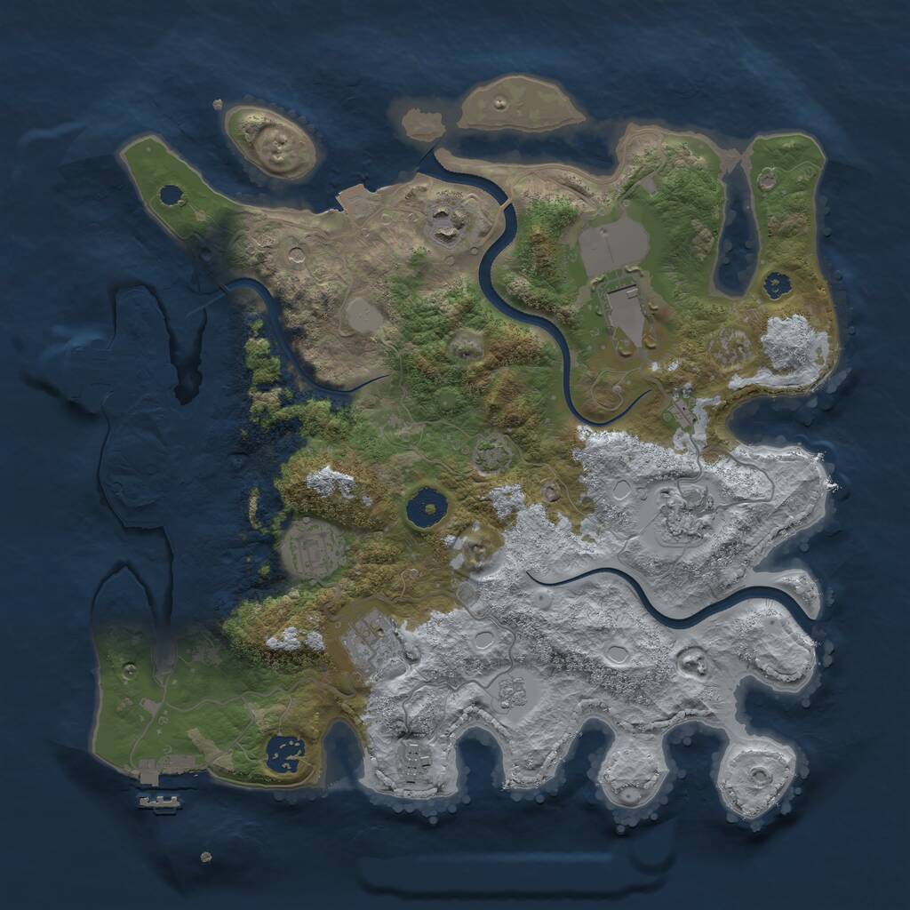 Rust Map: Procedural Map, Size: 3500, Seed: 643258, 13 Monuments