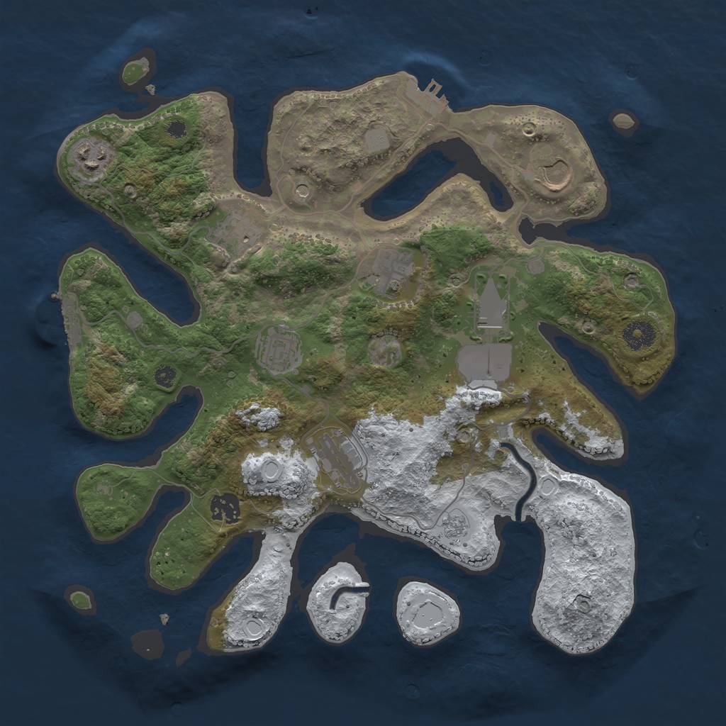 Rust Map: Procedural Map, Size: 3500, Seed: 382320973, 17 Monuments