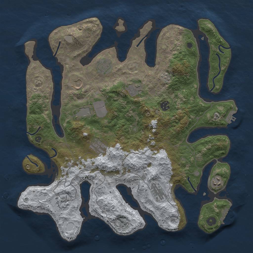 Rust Map: Procedural Map, Size: 4000, Seed: 842648722, 19 Monuments