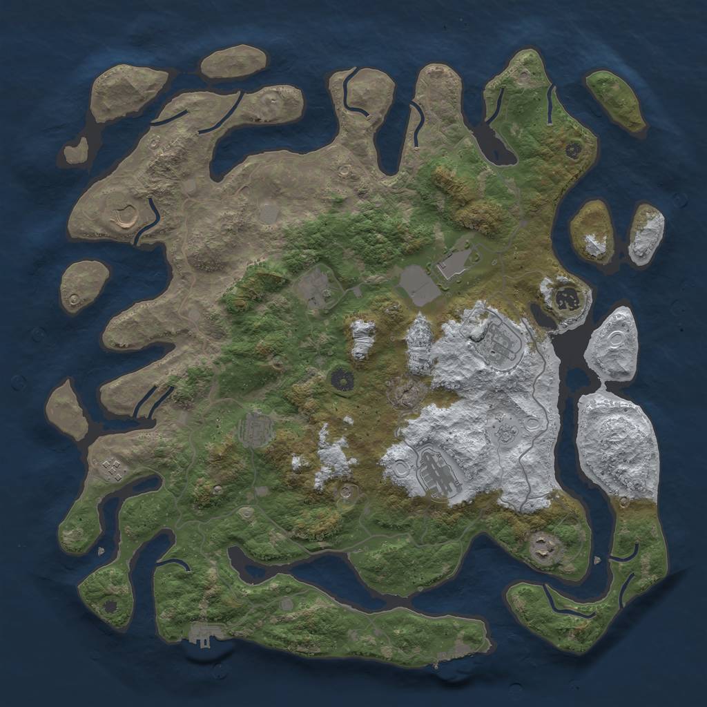 Rust Map: Procedural Map, Size: 4500, Seed: 2498556, 18 Monuments