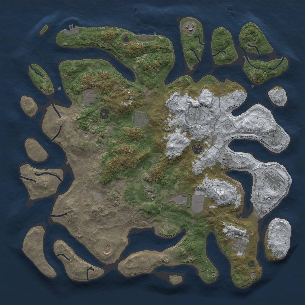 Rust Map: Procedural Map, Size: 4500, Seed: 6312390, 20 Monuments
