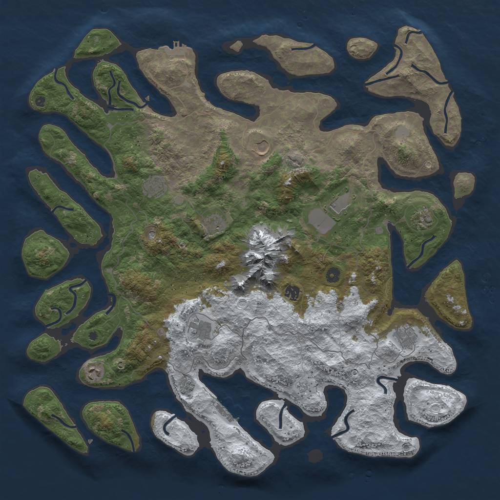 Rust Map: Procedural Map, Size: 5000, Seed: 50505, 19 Monuments