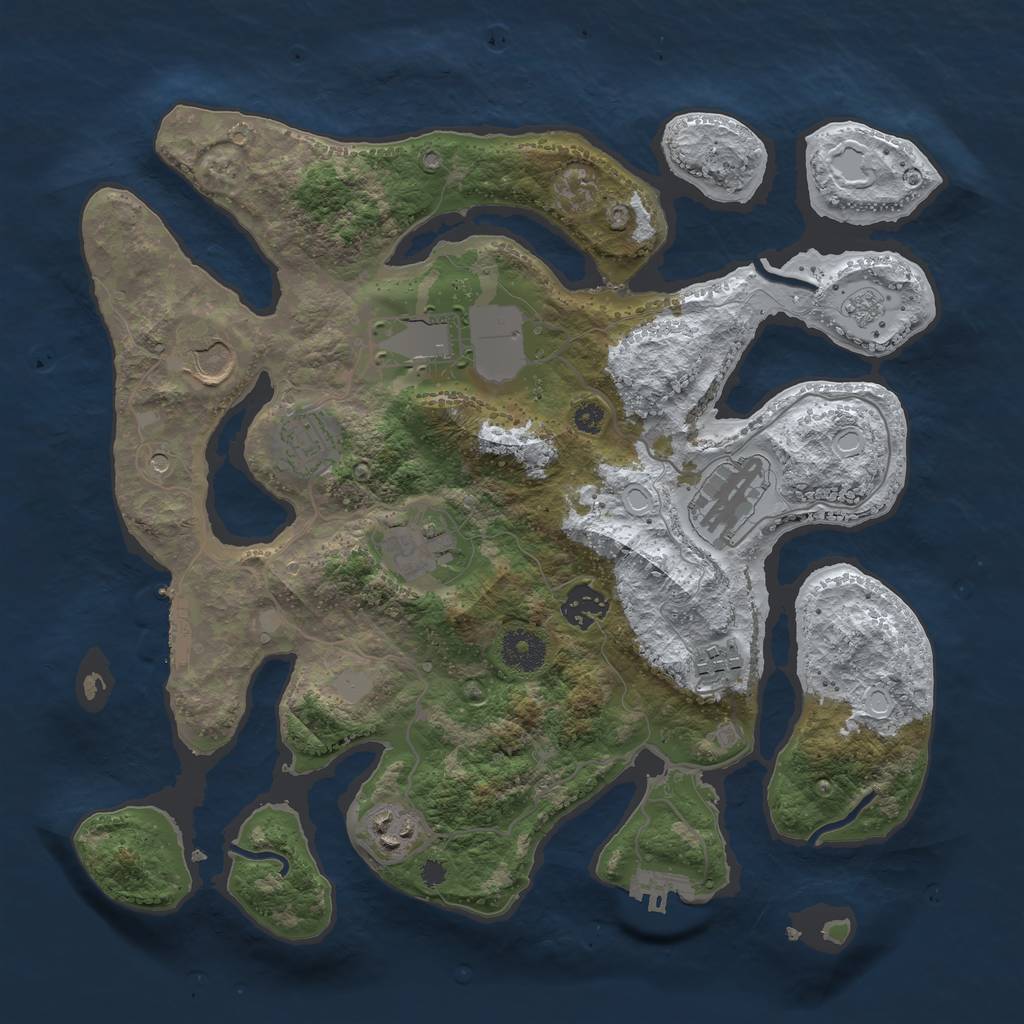 Rust Map: Procedural Map, Size: 3500, Seed: 11959, 17 Monuments