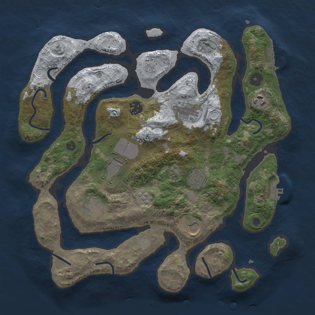 Rust Map: Procedural Map, Size: 3500, Seed: 1572855, 16 Monuments