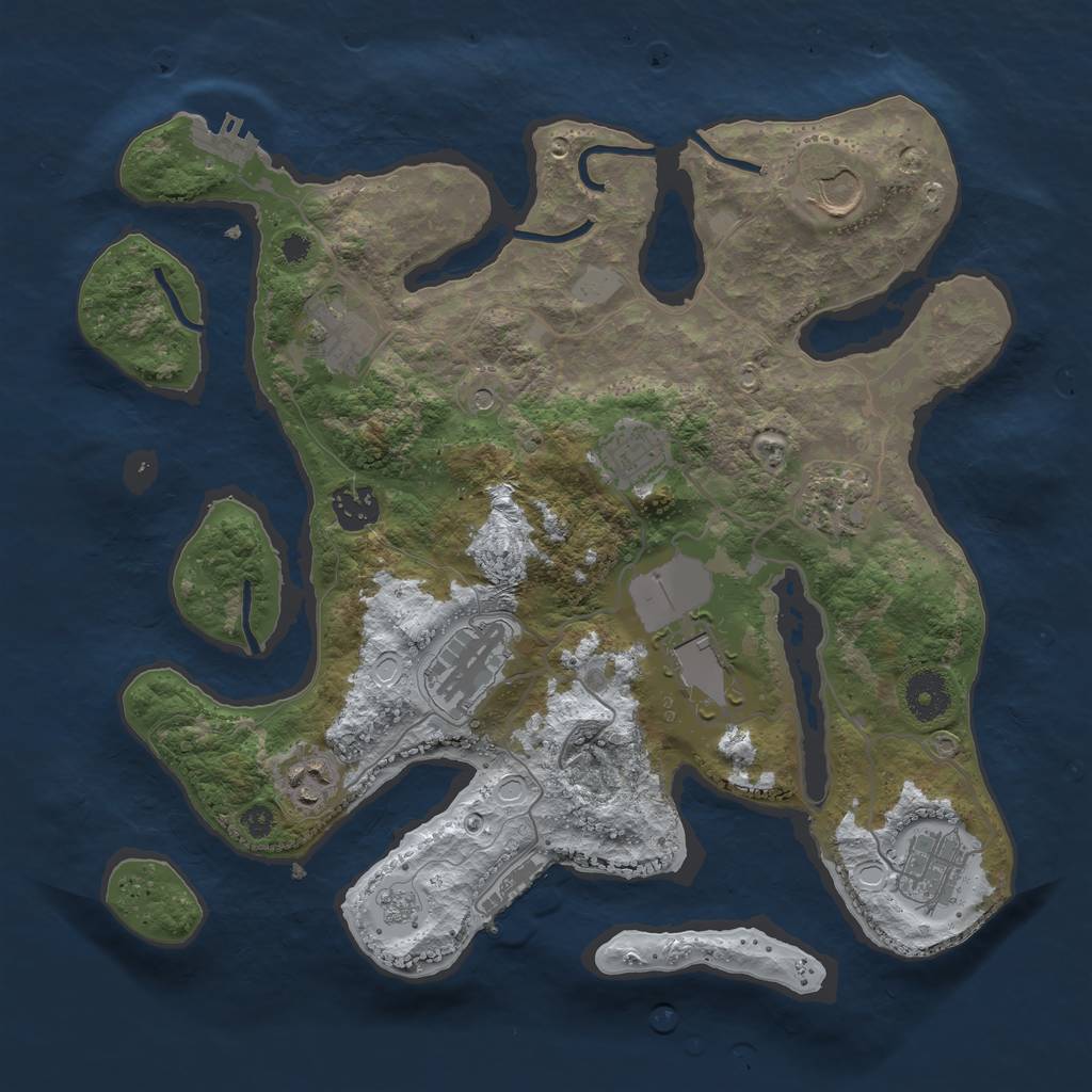 Rust Map: Procedural Map, Size: 3500, Seed: 6083696, 18 Monuments