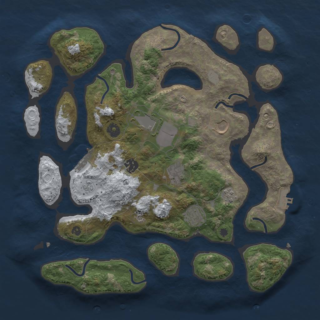 Rust Map: Procedural Map, Size: 3500, Seed: 2985439, 15 Monuments