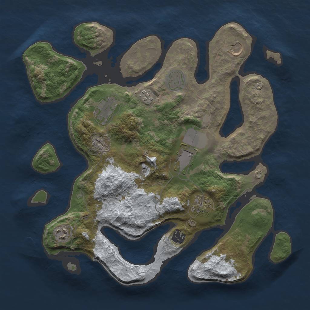 Rust Map: Barren, Size: 3500, Seed: 2996638, 11 Monuments