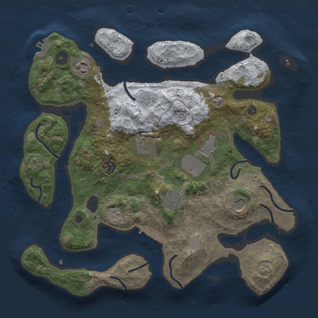 Rust Map: Procedural Map, Size: 3500, Seed: 4913028, 16 Monuments