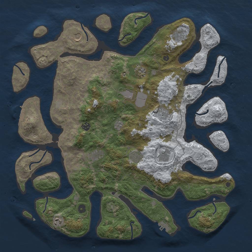 Rust Map: Procedural Map, Size: 4500, Seed: 58398601, 20 Monuments