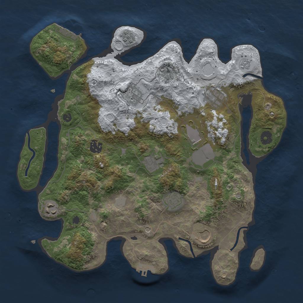 Rust Map: Procedural Map, Size: 3500, Seed: 3652443, 18 Monuments