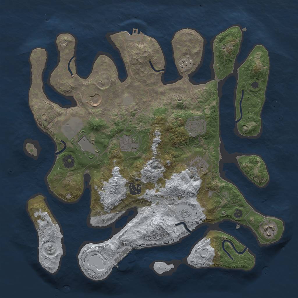Rust Map: Procedural Map, Size: 3500, Seed: 5471814, 16 Monuments