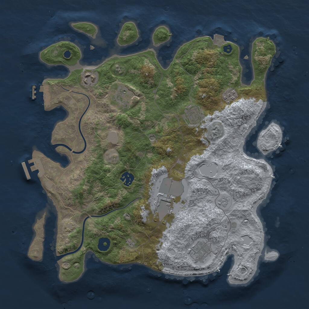 Rust Map: Procedural Map, Size: 3500, Seed: 892552, 13 Monuments