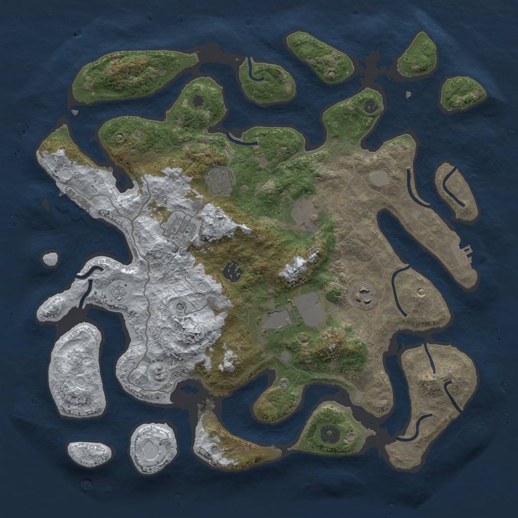 Rust Map: Procedural Map, Size: 4000, Seed: 1281103509, 15 Monuments