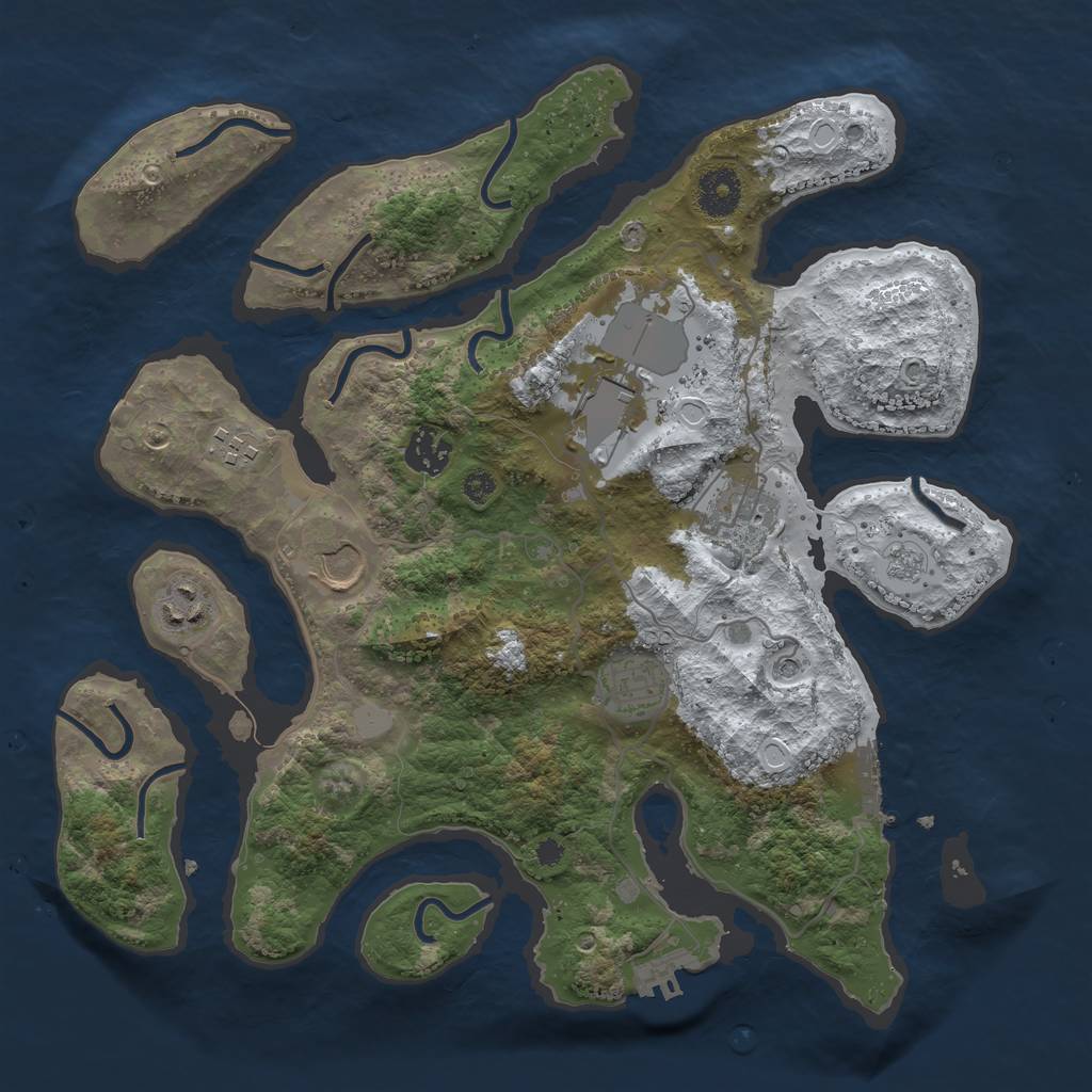Rust Map: Procedural Map, Size: 3500, Seed: 765871, 16 Monuments