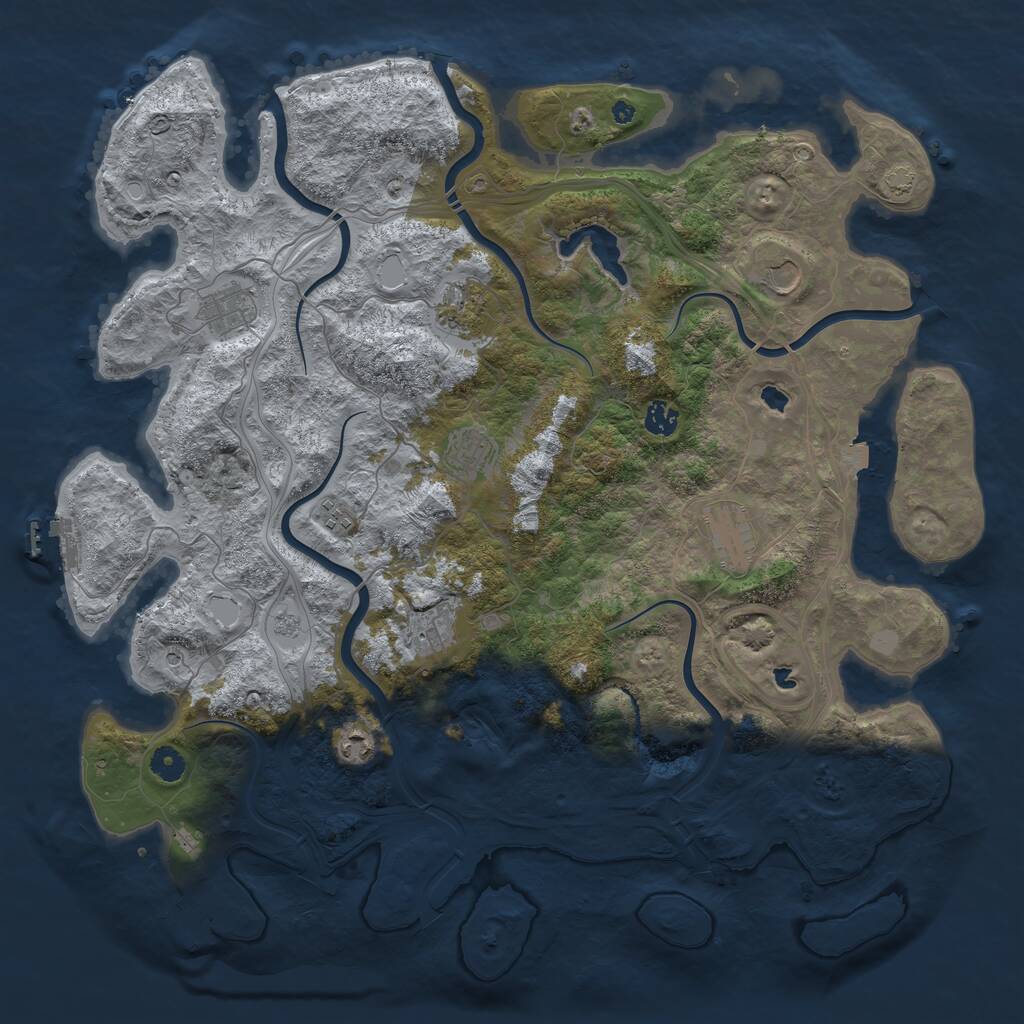 Rust Map: Procedural Map, Size: 4500, Seed: 747672, 15 Monuments