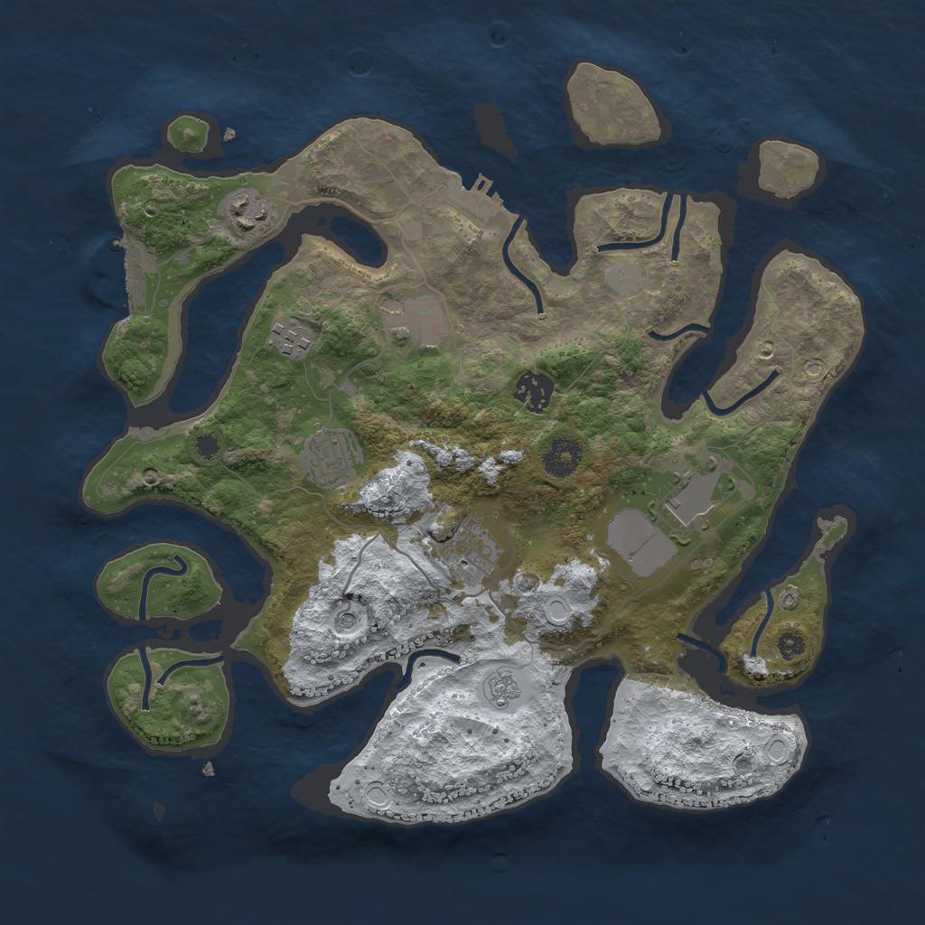 Rust Map: Procedural Map, Size: 3500, Seed: 8175, 16 Monuments