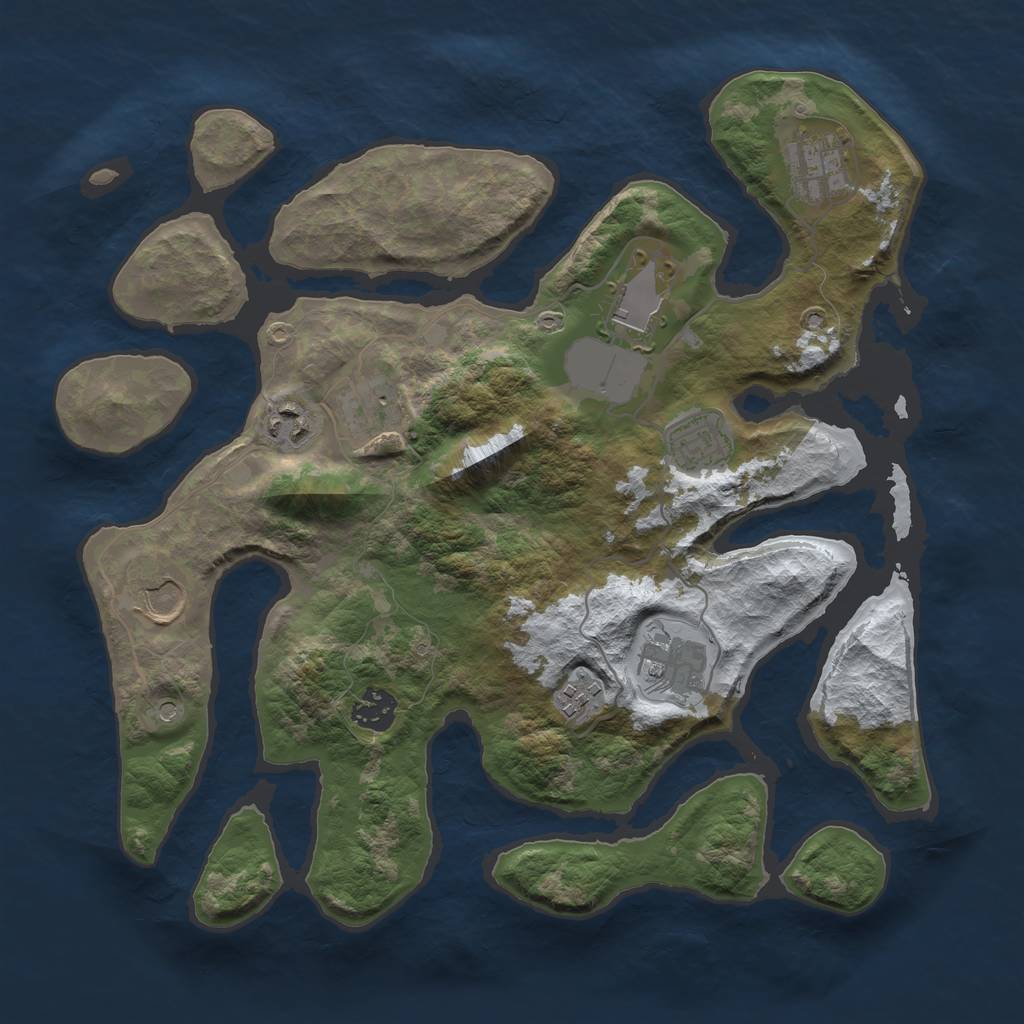 Rust Map: Barren, Size: 3500, Seed: 2235510, 12 Monuments