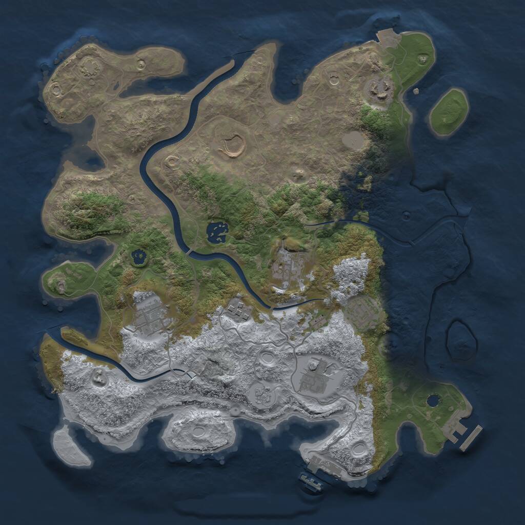 Rust Map: Procedural Map, Size: 3500, Seed: 1462920, 14 Monuments