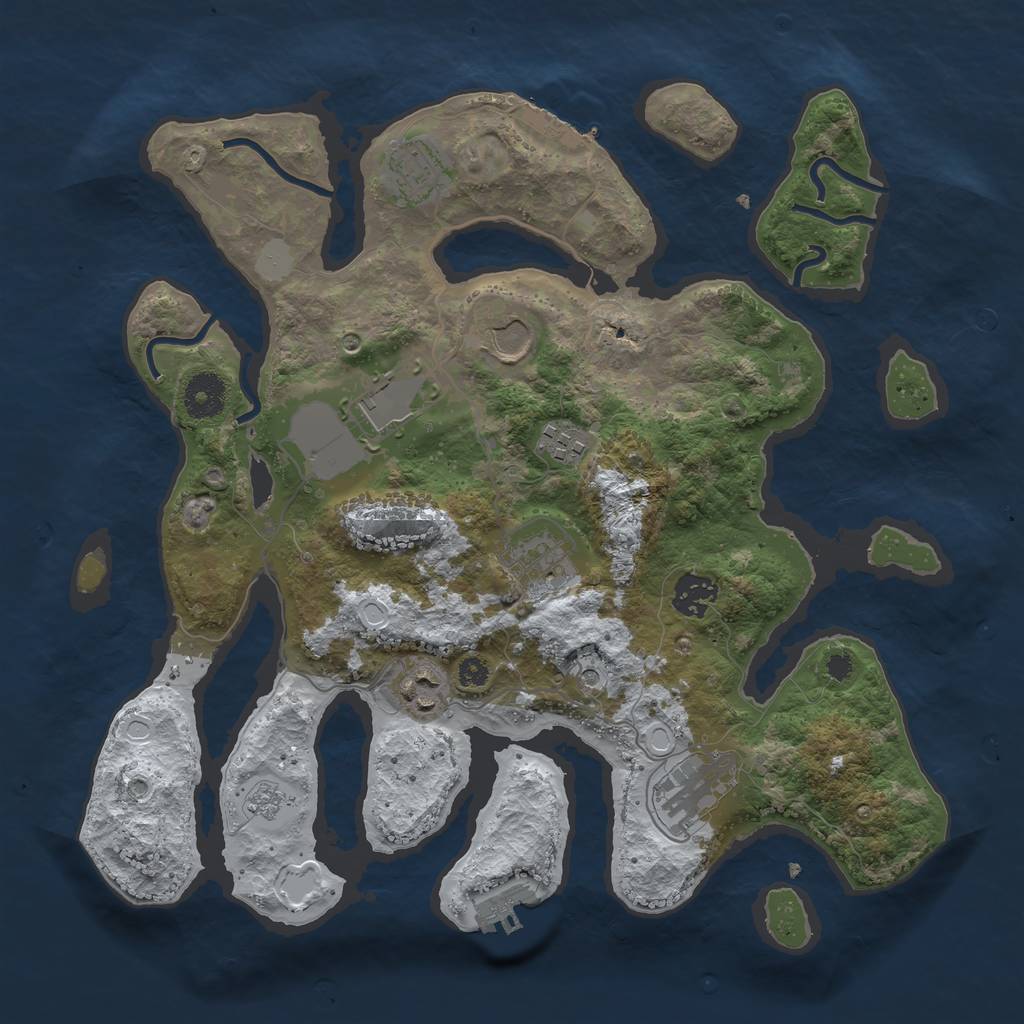 Rust Map: Procedural Map, Size: 3500, Seed: 246803, 17 Monuments
