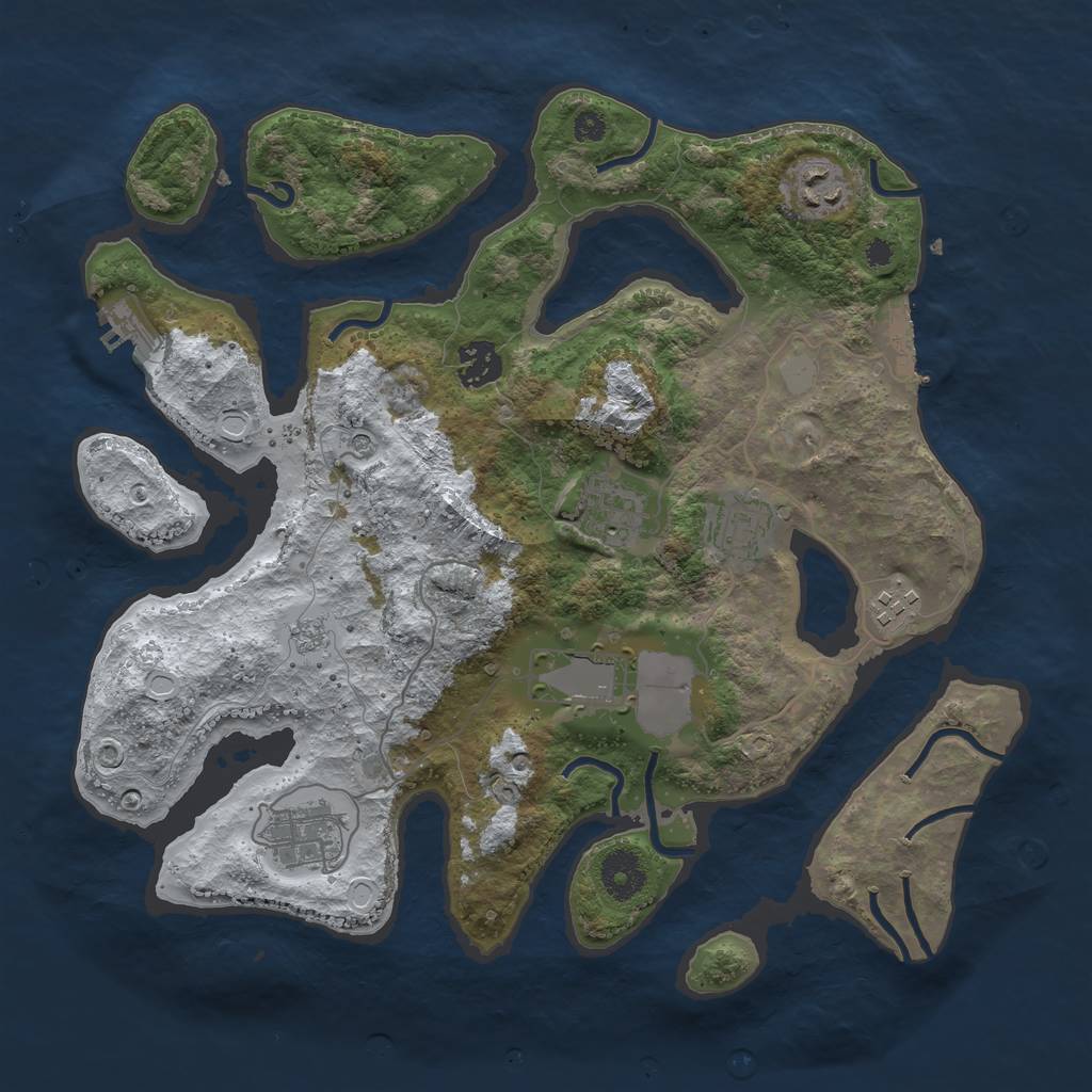 Rust Map: Procedural Map, Size: 3500, Seed: 4874981, 16 Monuments