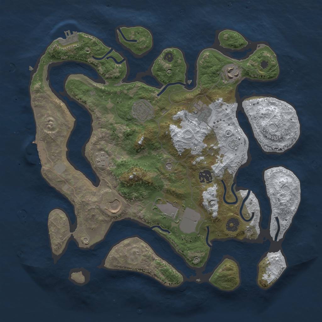 Rust Map: Procedural Map, Size: 3500, Seed: 5407111, 16 Monuments
