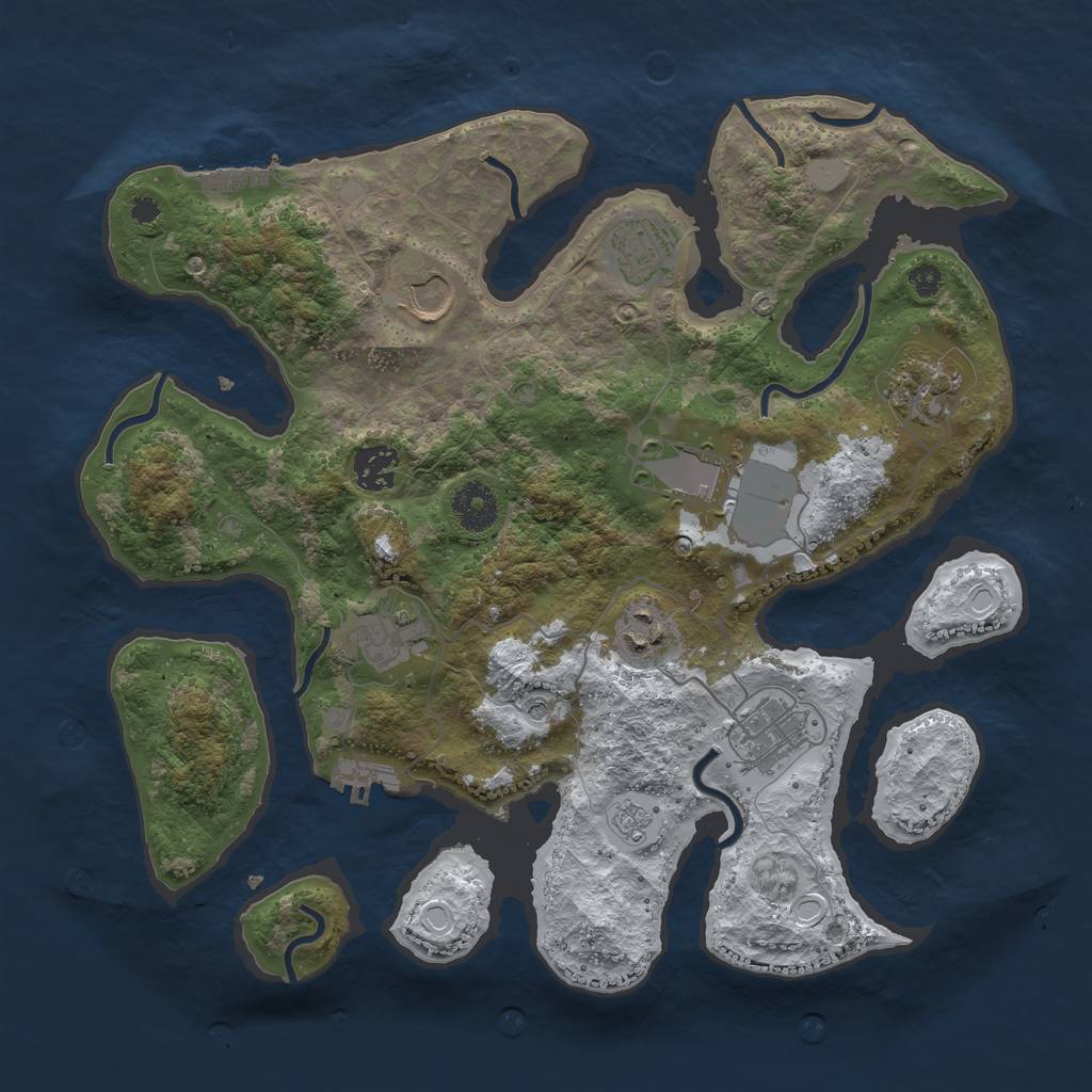 Rust Map: Procedural Map, Size: 3500, Seed: 1141667, 17 Monuments