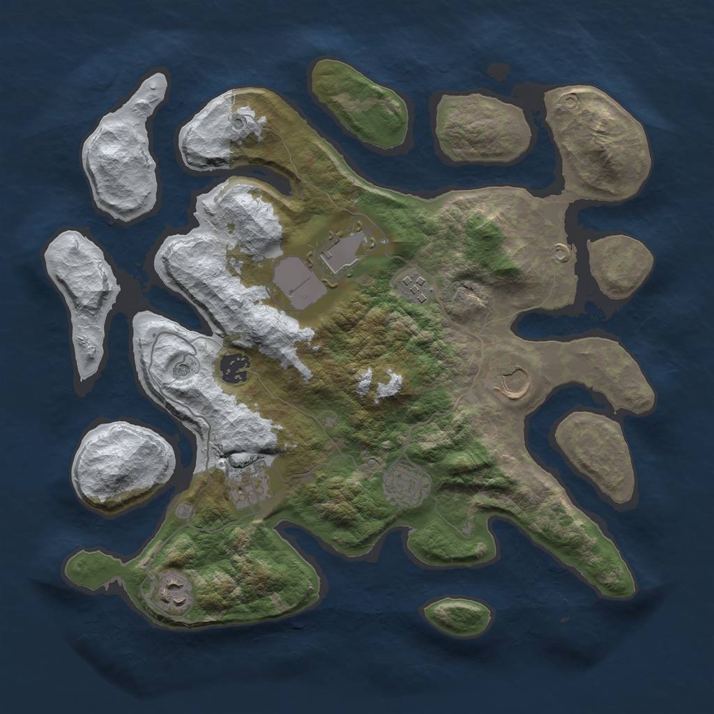 Rust Map: Barren, Size: 3500, Seed: 1574075, 10 Monuments
