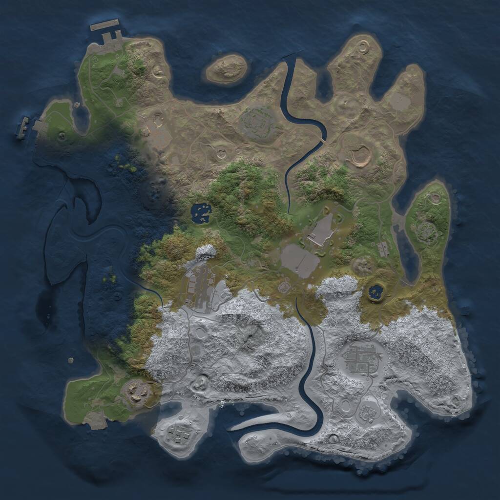 Rust Map: Procedural Map, Size: 3500, Seed: 2952805, 15 Monuments