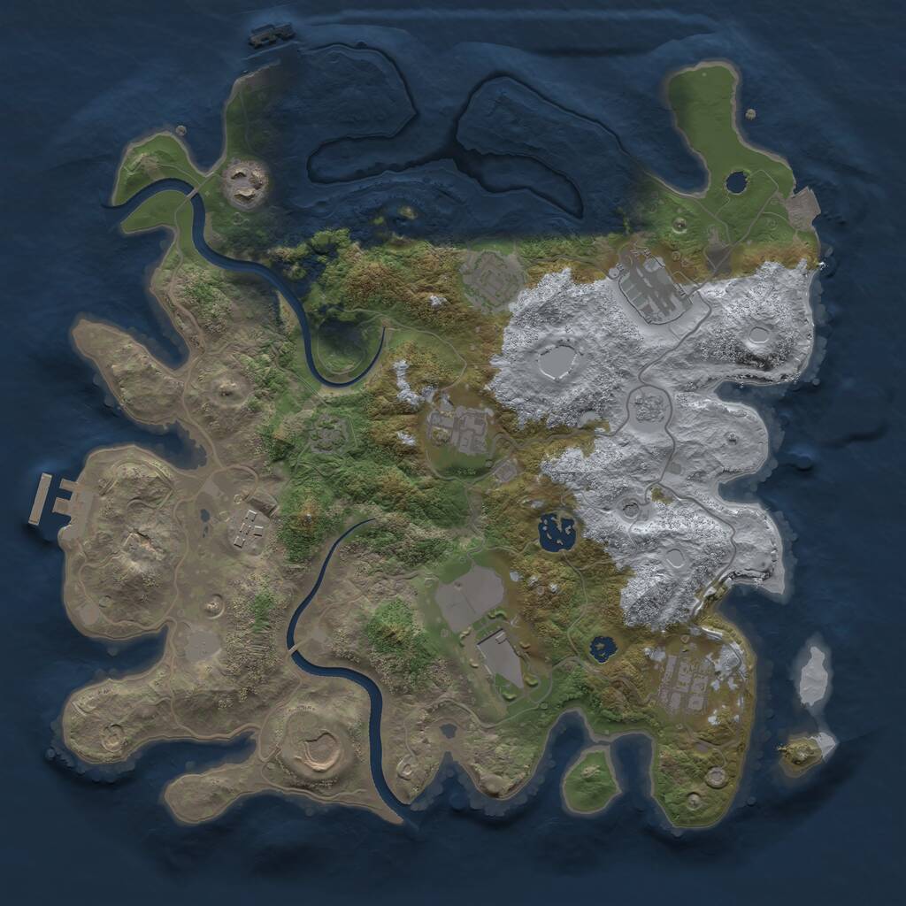 Rust Map: Procedural Map, Size: 3500, Seed: 4427173, 15 Monuments
