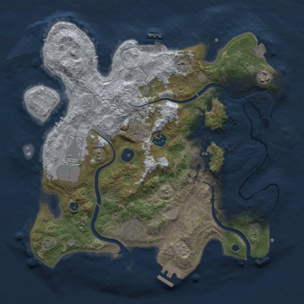 Rust Map: Procedural Map, Size: 3500, Seed: 2961940, 13 Monuments