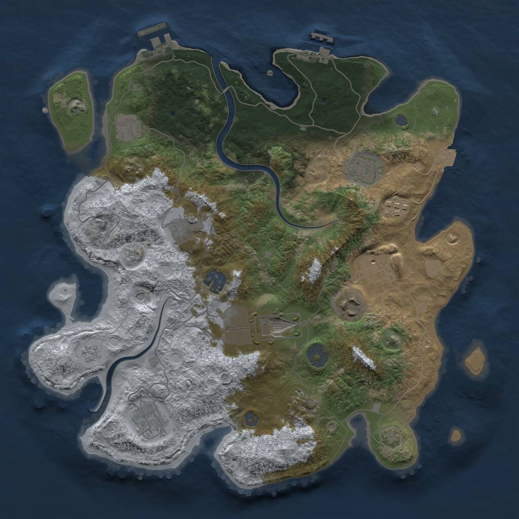 Rust Map: Procedural Map, Size: 3500, Seed: 4921938, 15 Monuments
