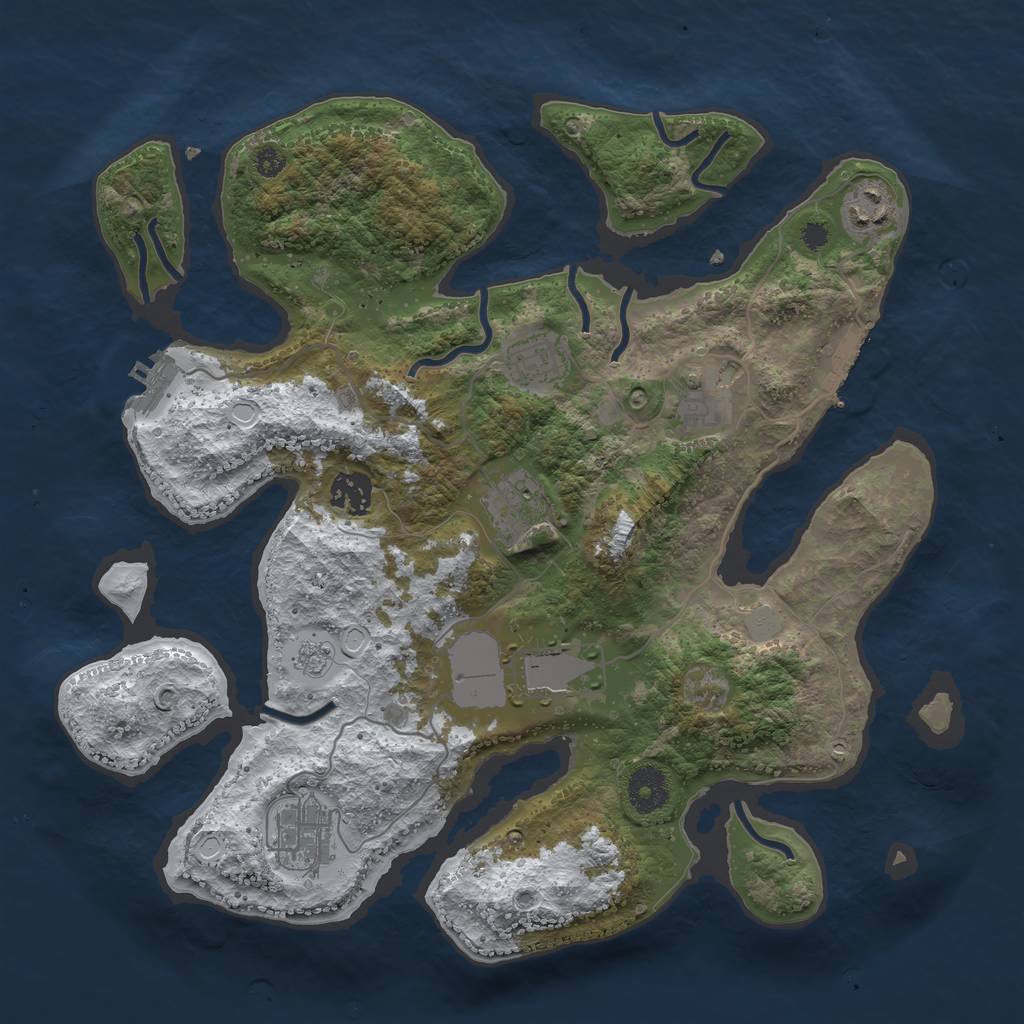 Rust Map: Procedural Map, Size: 3500, Seed: 4921938, 15 Monuments