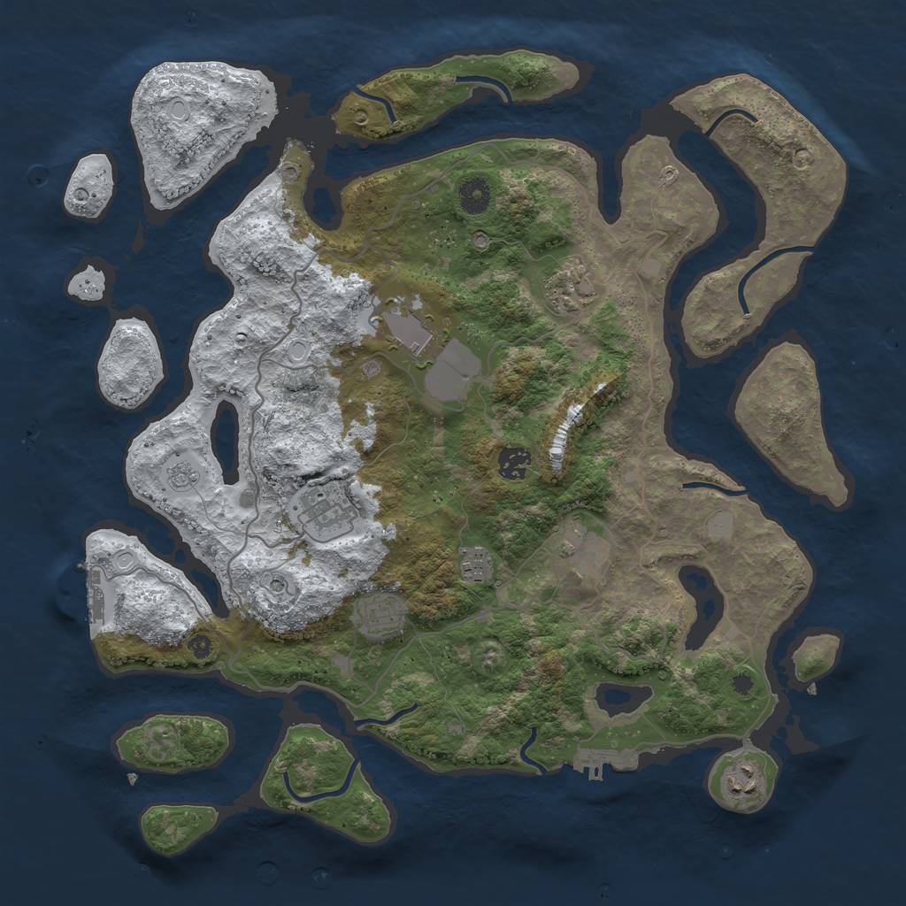 Rust Map: Procedural Map, Size: 4000, Seed: 276998, 17 Monuments