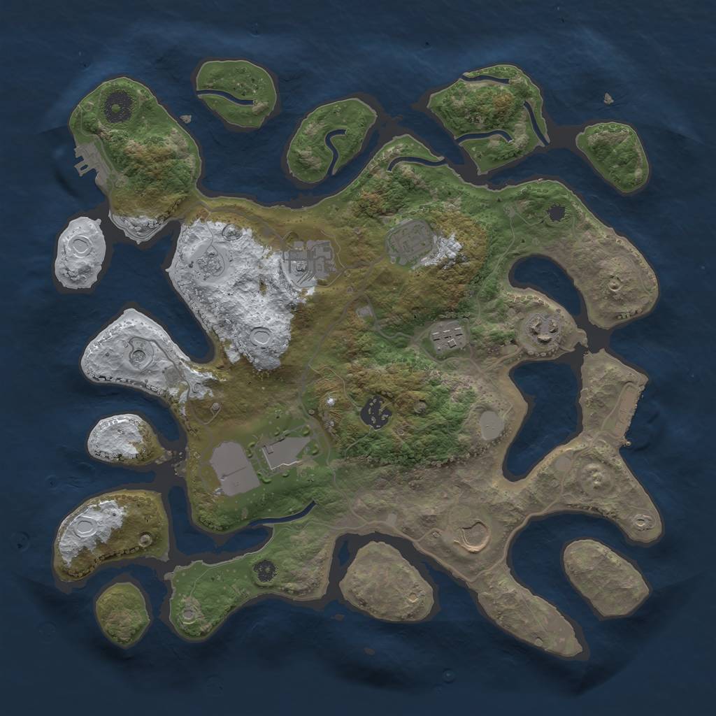 Rust Map: Procedural Map, Size: 3500, Seed: 6451034, 16 Monuments