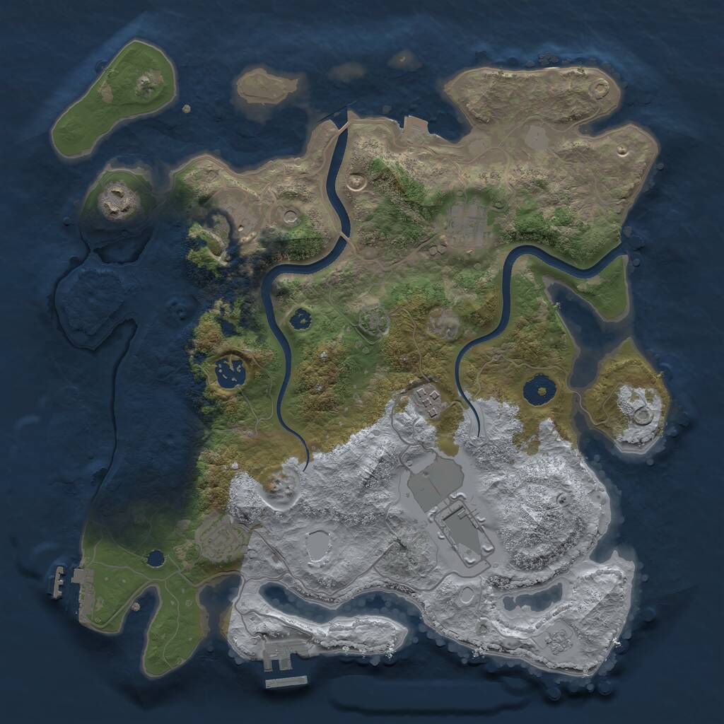 Rust Map: Procedural Map, Size: 3500, Seed: 1989160, 13 Monuments