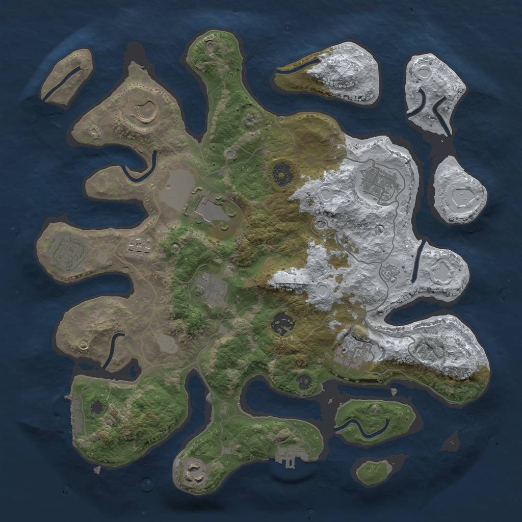 Rust Map: Procedural Map, Size: 3500, Seed: 4760277, 18 Monuments