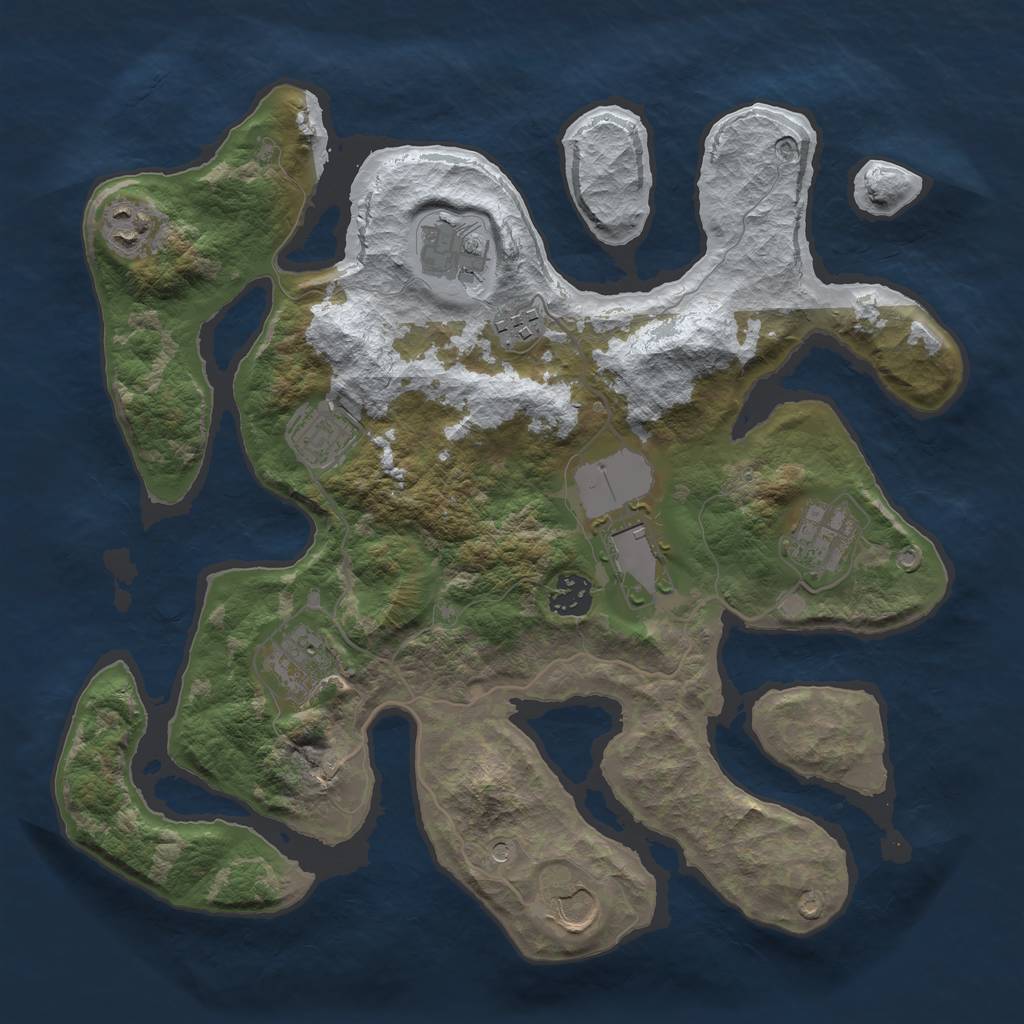 Rust Map: Barren, Size: 3500, Seed: 3640317, 12 Monuments