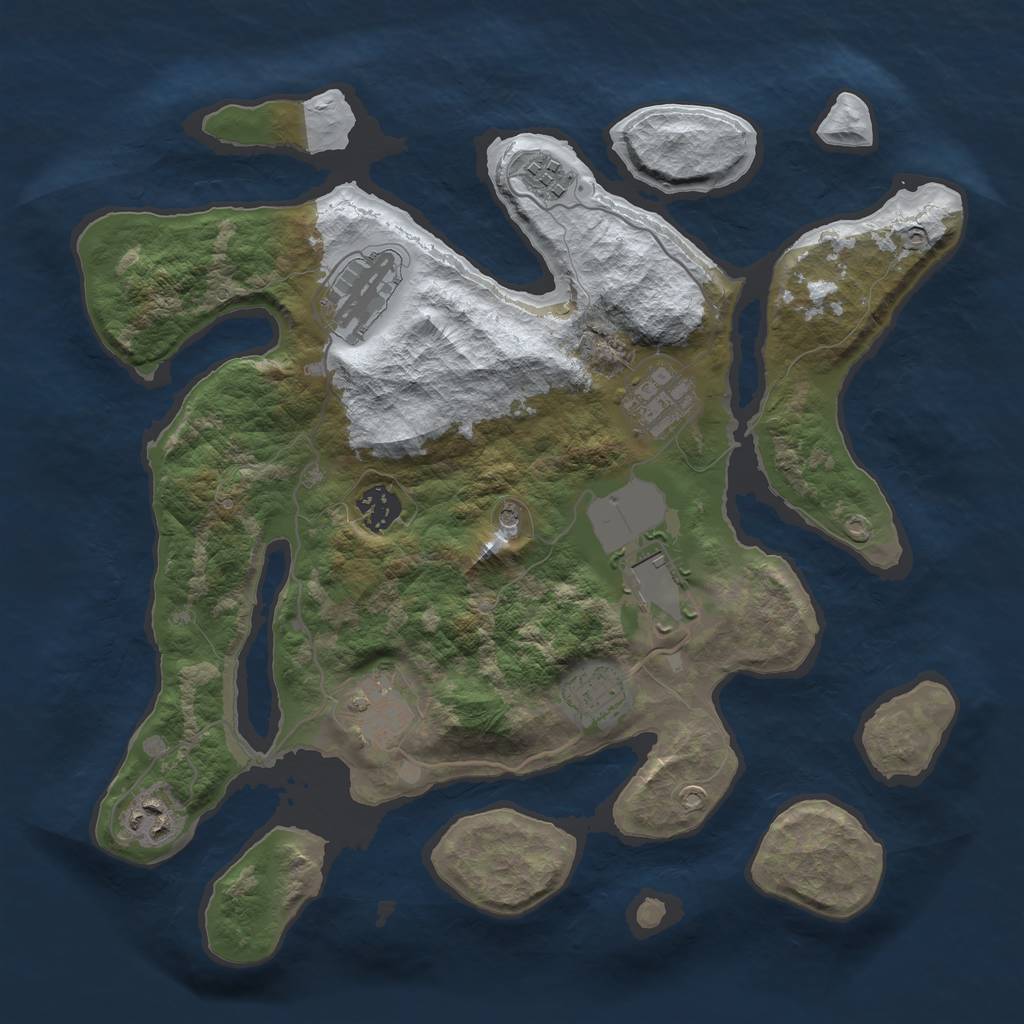 Rust Map: Barren, Size: 3500, Seed: 2522946, 11 Monuments