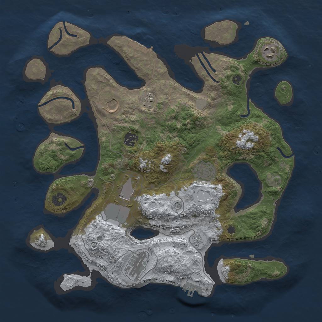 Rust Map: Procedural Map, Size: 3500, Seed: 5403394, 16 Monuments