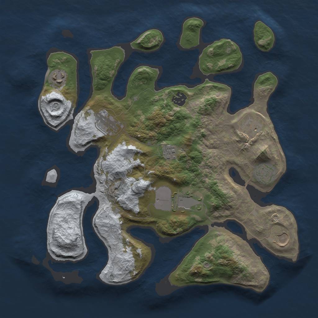 Rust Map: Barren, Size: 3500, Seed: 5212094, 11 Monuments