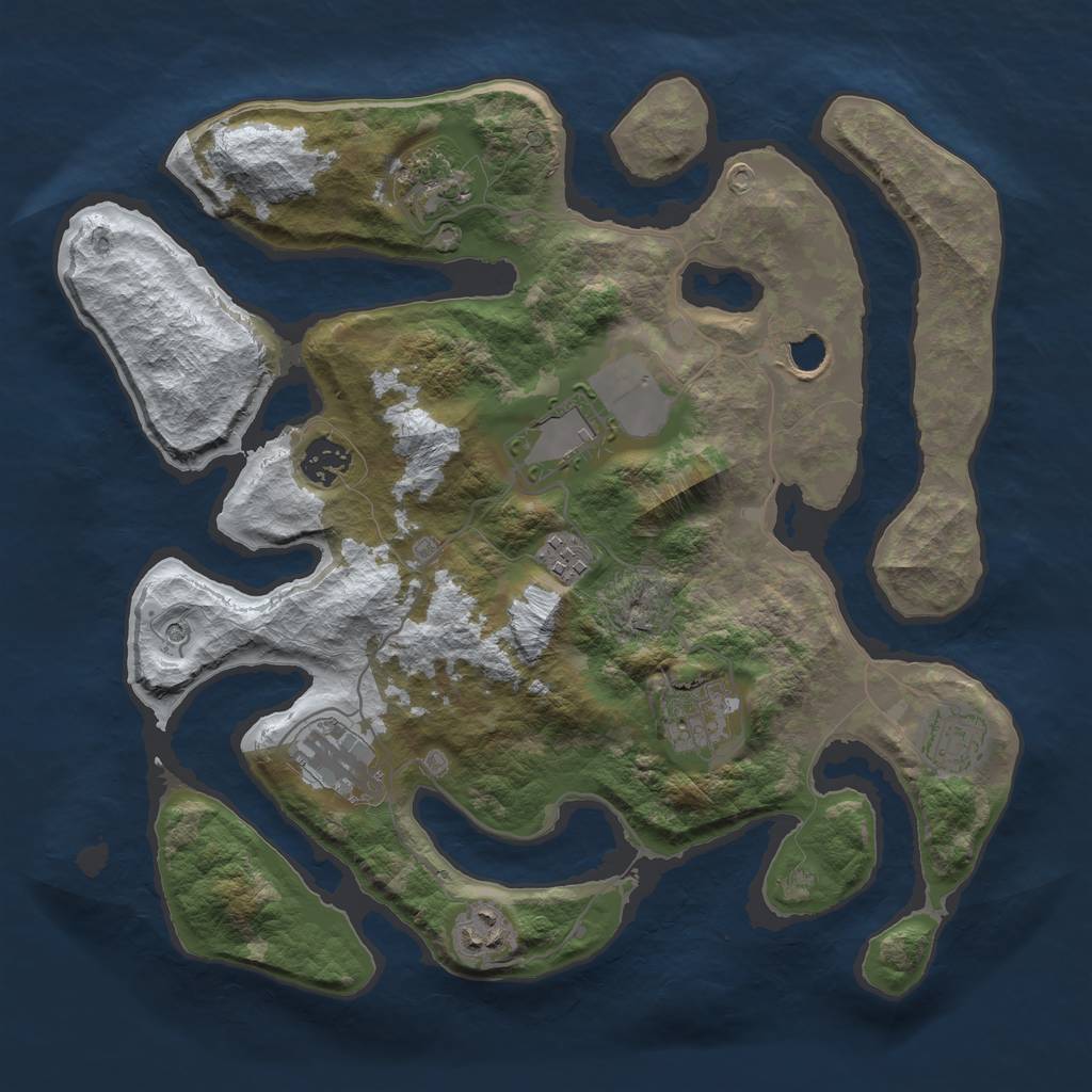 Rust Map: Barren, Size: 3500, Seed: 2984565, 12 Monuments