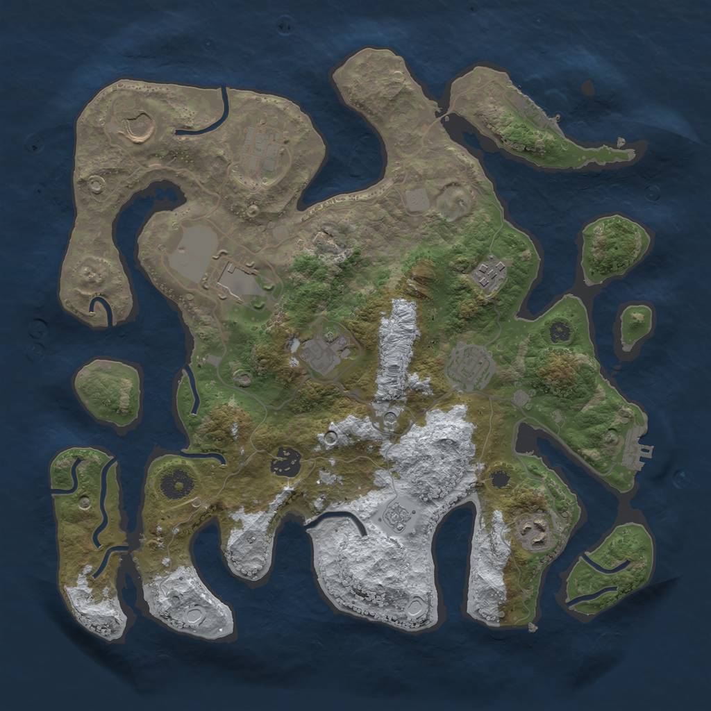 Rust Map: Procedural Map, Size: 3500, Seed: 6099363, 17 Monuments