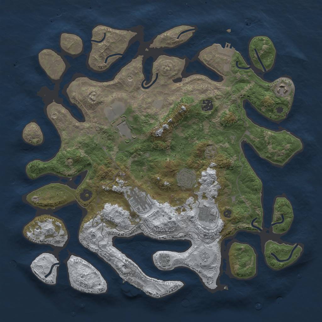 Rust Map: Procedural Map, Size: 4000, Seed: 2492565, 16 Monuments