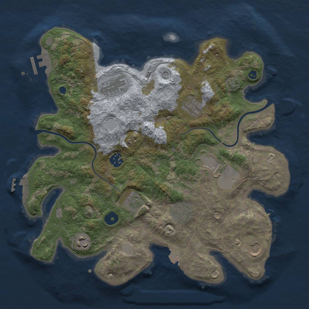 Rust Map: Procedural Map, Size: 3500, Seed: 1906533, 13 Monuments