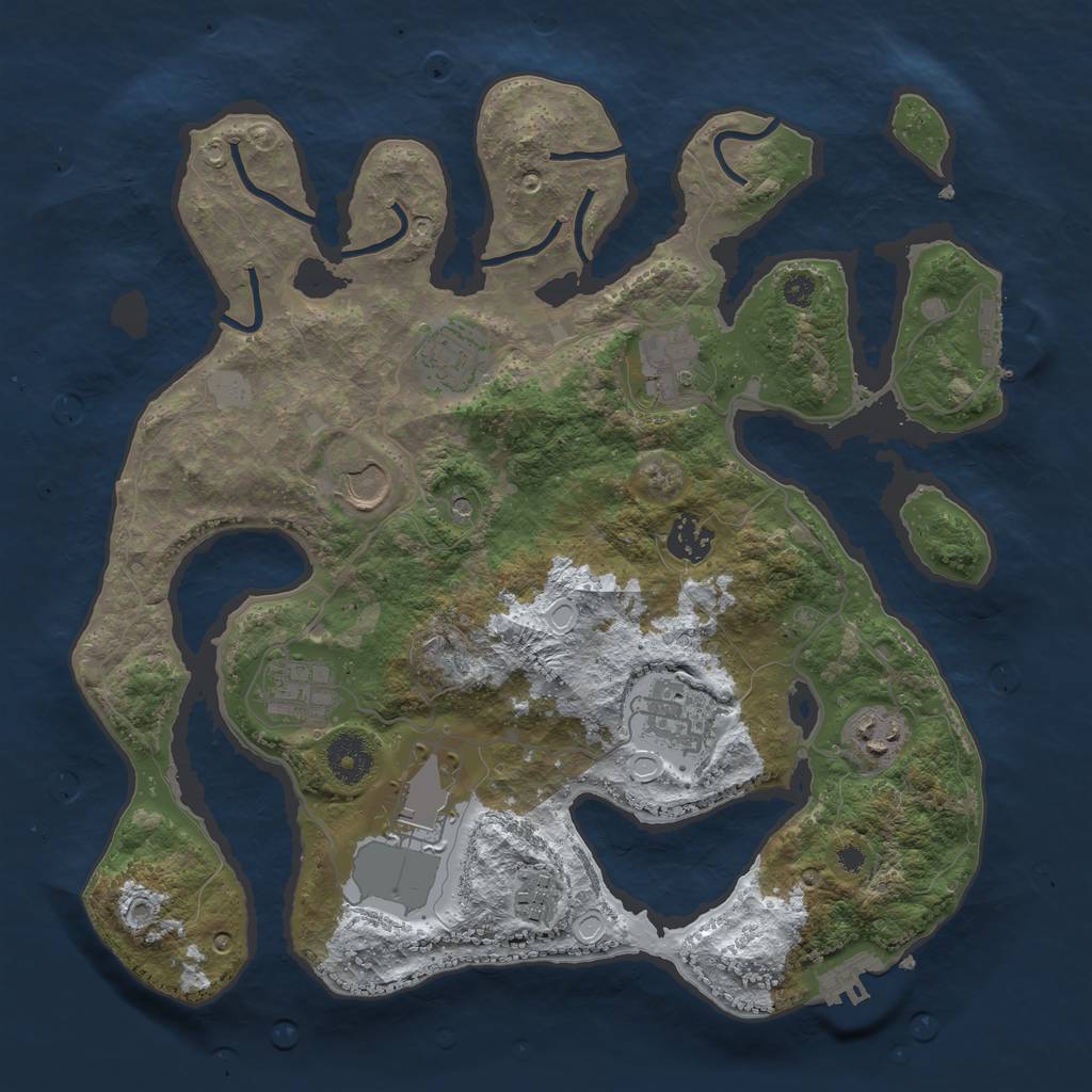 Rust Map: Procedural Map, Size: 3500, Seed: 1258225, 17 Monuments