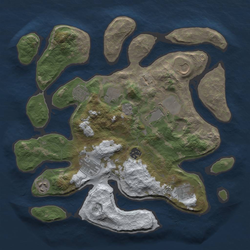 Rust Map: Barren, Size: 3500, Seed: 4403955, 12 Monuments
