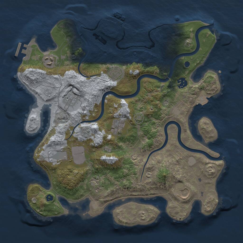 Rust Map: Procedural Map, Size: 3500, Seed: 156562, 15 Monuments