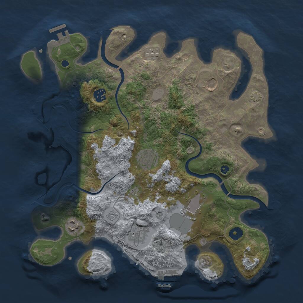 Rust Map: Procedural Map, Size: 3500, Seed: 1801898, 13 Monuments